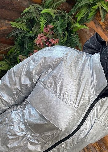 Gri parlak yağmurluk - Görsel 3