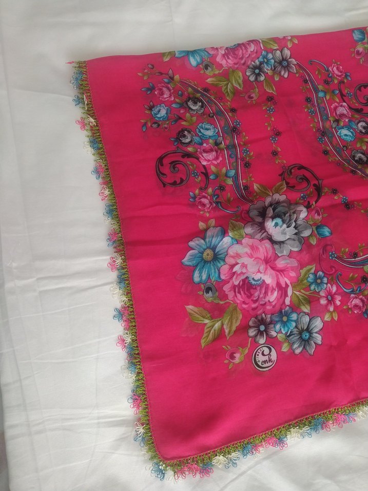 Dantel Detaylı Renkli Pembe Bohem Kadın iğne oyası yazma - Görsel 3