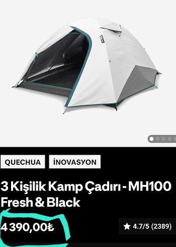 Beden mavi Renk Decathlon Çadır Mh100 FB