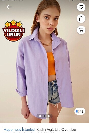 Lila Overisize Gömlek