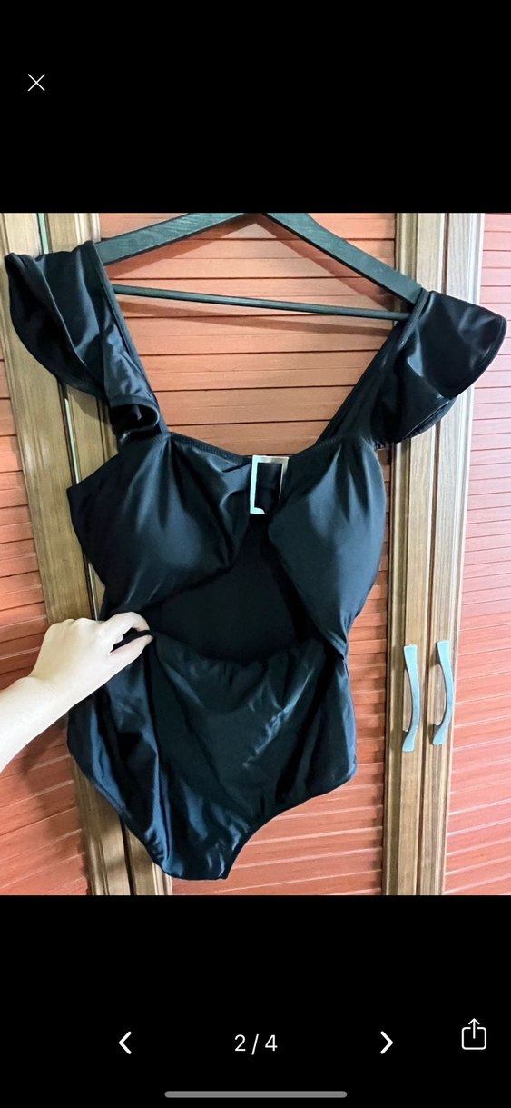 Siyah Gösterişli Tokalı Kadın Mayo - Görsel 2