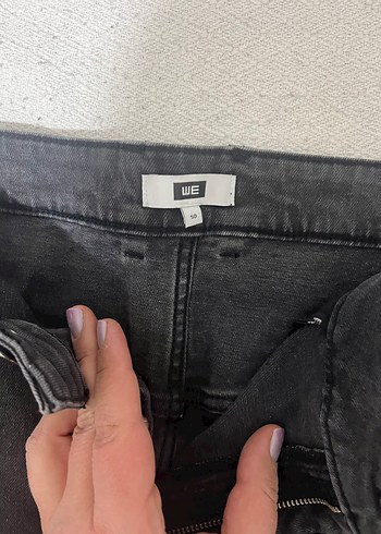 Kadın Gri Midi Kot Etek - Görsel 3