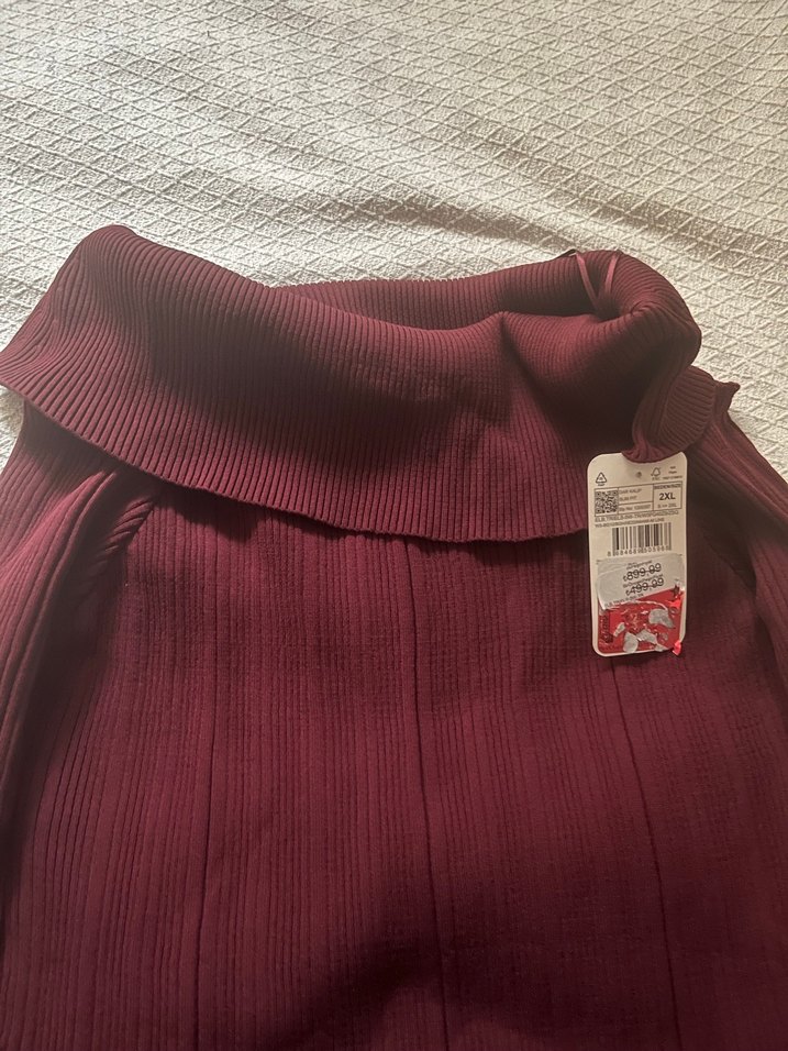 Bordo Pliseli Uzun Kollu Uzun Elbise - Görsel 3