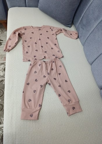 Pembe Kalp Desenli Bebek Kız Takım - Görsel 4