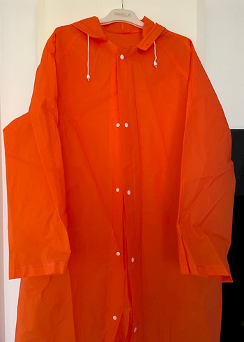 Turuncu Uzun Kadın Yağmurluk - Görsel 2