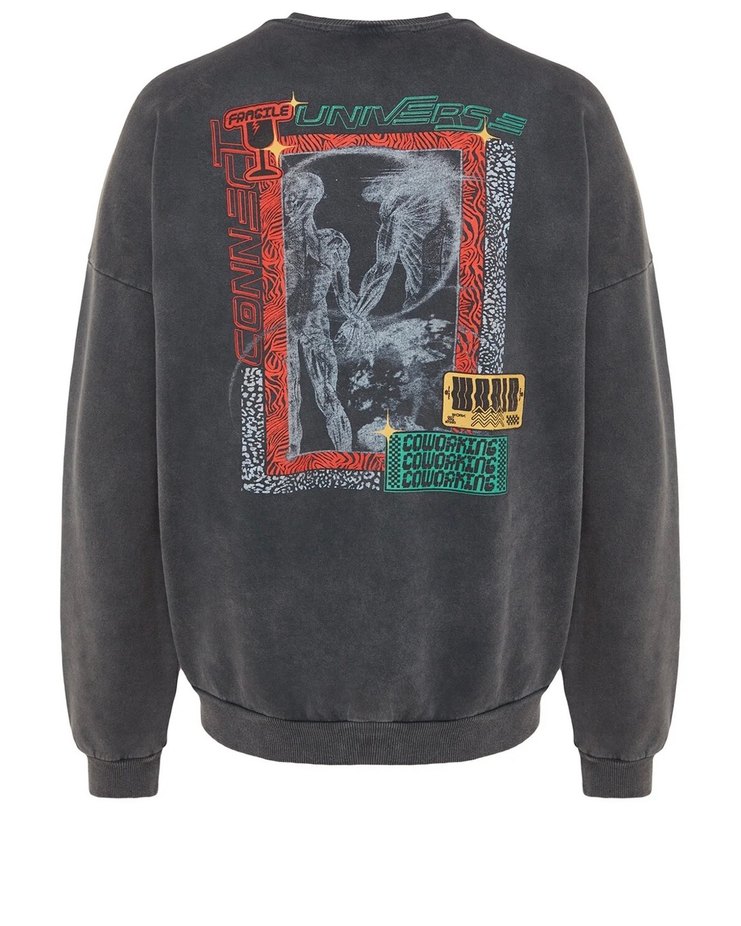 antrasit erkek Sweatshirt Uzun Kollu Bisiklet Yaka - Görsel 3