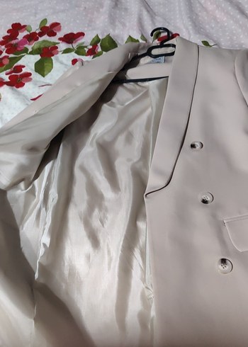 Bej Düğmeli  Kadın Blazer Ceket - Görsel 3