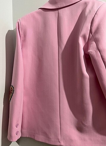 m Beden Patchli pembe blazer ceket