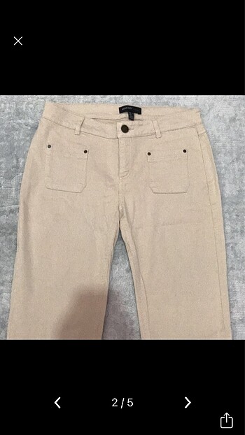 Mango Likralı krem kumaş pantolon
