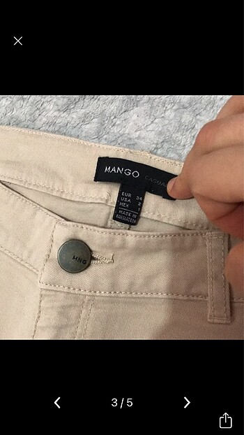 34 Beden Likralı krem kumaş pantolon
