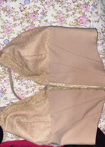 Bej Transparan Midi Straplez Büstiyer - Görsel 4