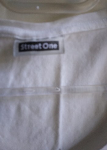 StreetOne StreetOne Kadın Likralı Beyaz Kısa Kollu Pamuk Tişört