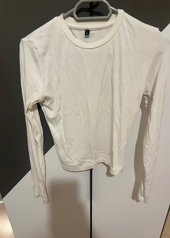 Uzun Kollu Beyaz Kadın Tişört - Görsel 2