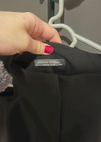 Kemerli Siyah Midi Kadın Kumaş Pantolon - Görsel 3