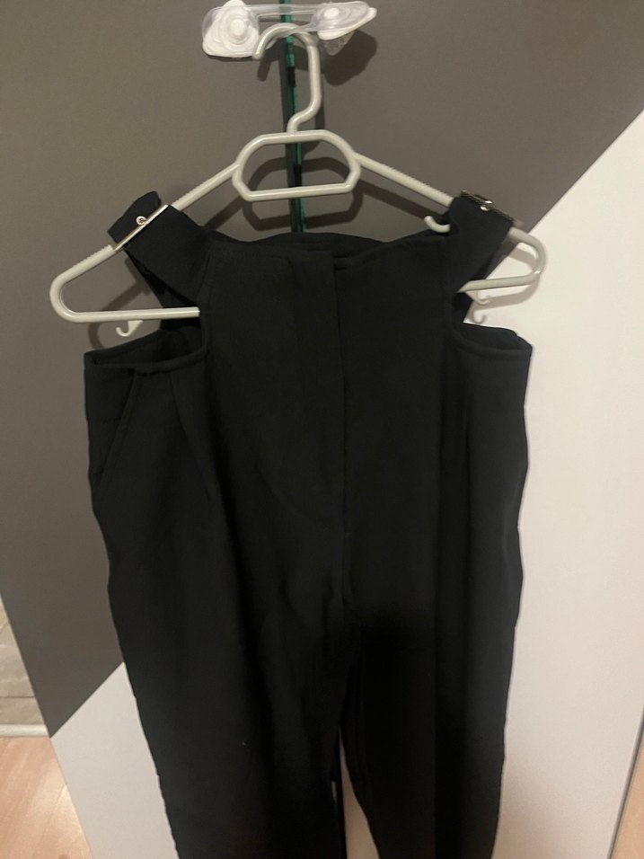 Kemerli Siyah Midi Kadın Kumaş Pantolon - Görsel 2