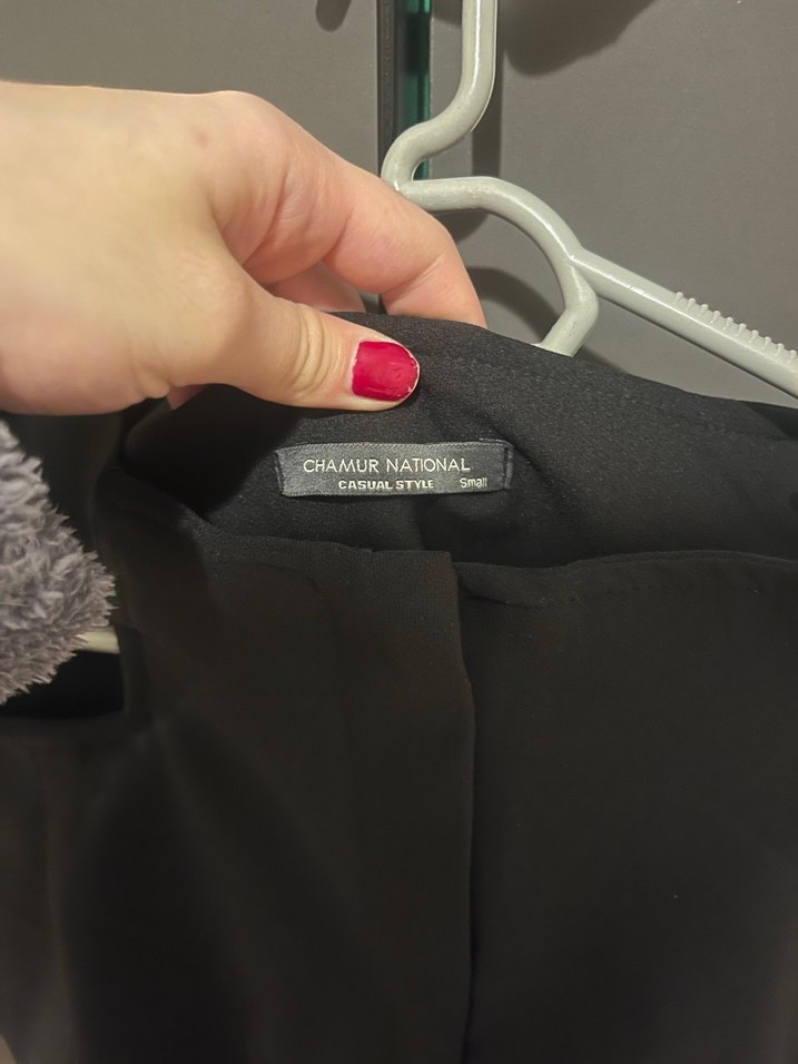 Kemerli Siyah Midi Kadın Kumaş Pantolon - Görsel 3