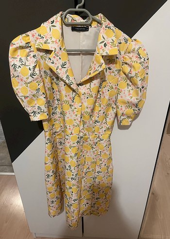 Sarı Desenli Mini Kadın Elbise - Görsel 3