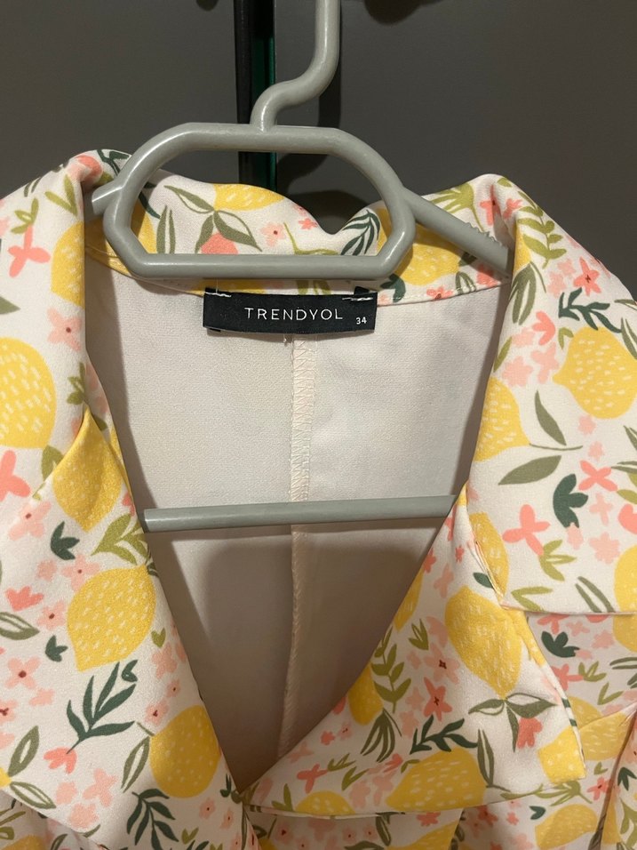 Sarı Desenli Mini Kadın Elbise - Görsel 4