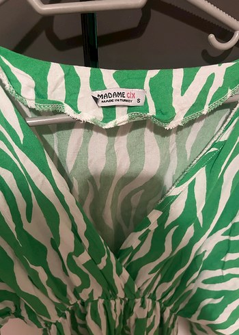 Yeşil Zebra Desenli Uzun Bohem Elbise - Görsel 3