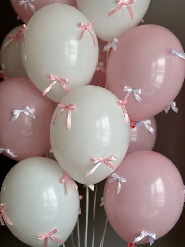 Pembe Pastel Balon Seti Siyah Fiyonklarla - Görsel 3