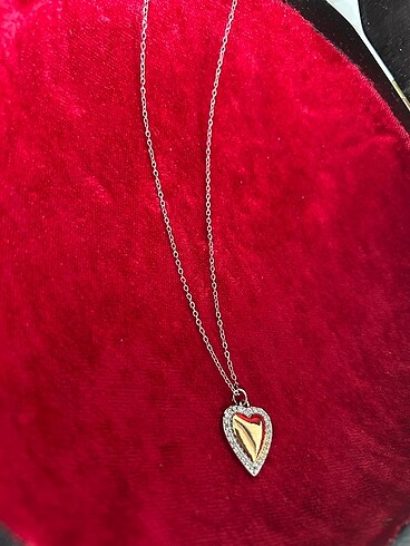 Diğer Silver gold çelik kalp kolye