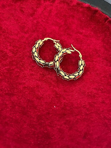 Diğer Dokulu gold çelik halka küpe