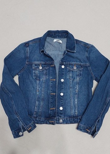 Kadın Mavi Denim Ceket, Düğmeli, Normal Boy