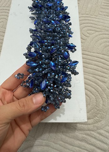 Lacivert Boncuklu Kadın Saç Aksesuarı - Görsel 5