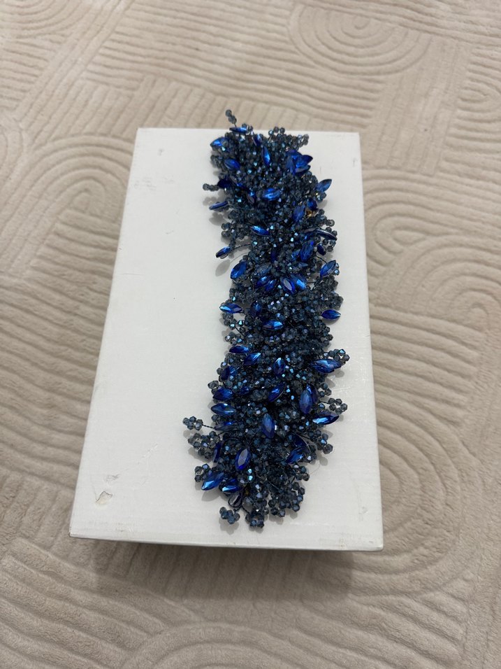 Lacivert Boncuklu Kadın Saç Aksesuarı - Görsel 4