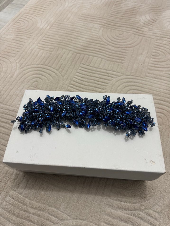 Lacivert Boncuklu Kadın Saç Aksesuarı - Görsel 3
