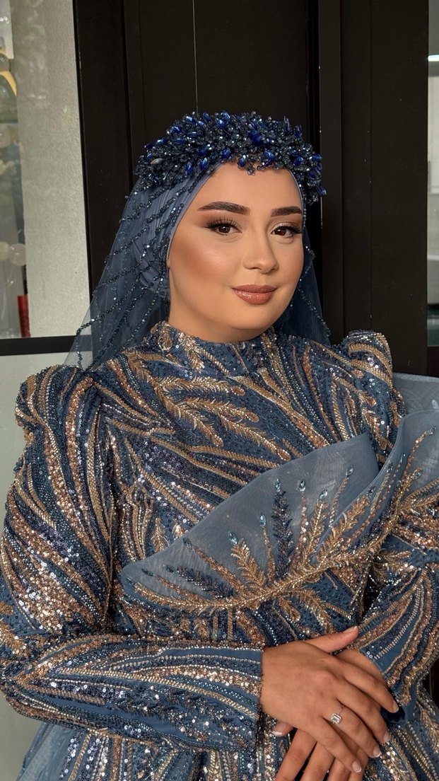 Lacivert Boncuklu Kadın Saç Aksesuarı - Görsel 2