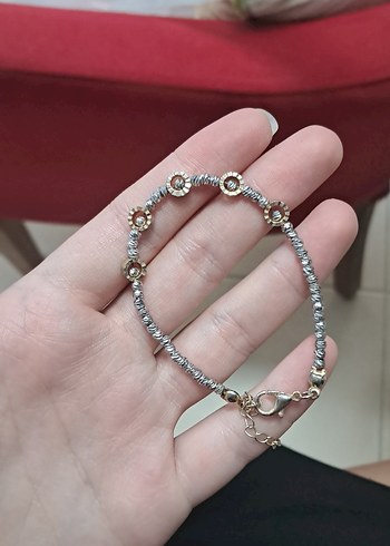 Minimalist dorika Gri Boncuklu Altın Bileklik
