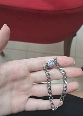 Gri Zincir Detaylı Kadın Bileklik