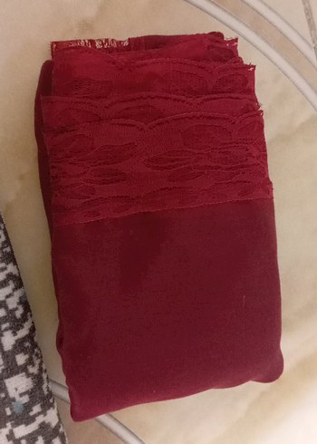 Bordo Kadın Şal, Dantel Detaylı, Bohem Stil