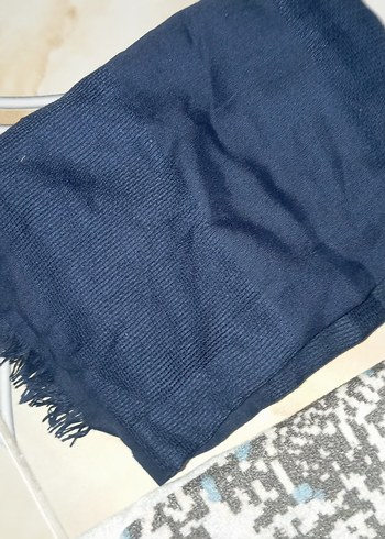 Kadın Lacivert Örgü Keten Şal