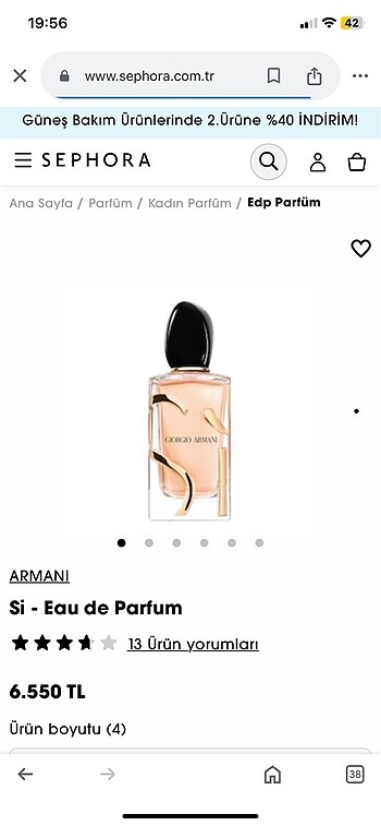 Giorgio armani si kadın parfüm 100 ml
