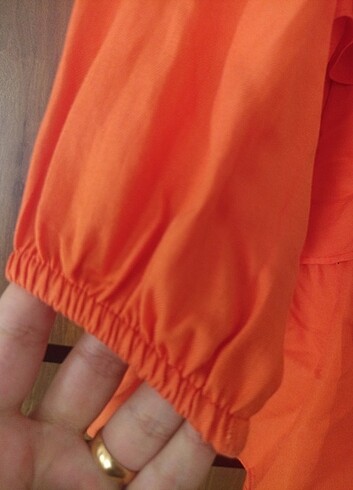 xl Beden turuncu Renk Fırfırlı turuncu tunik 
