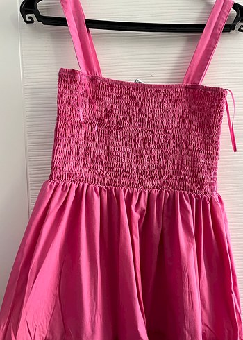 Pembe Uzun Askılı Fırfırlı Bohem Elbise - Görsel 3