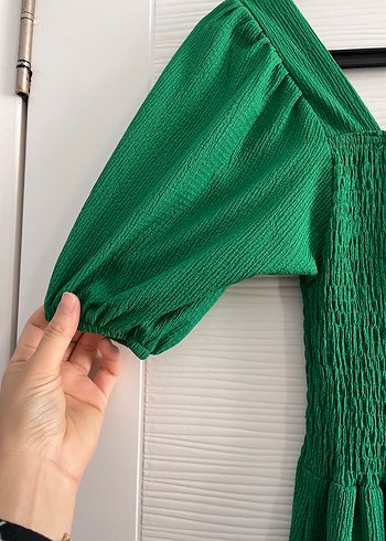 Yeşil Uzun Pilili Bohem Elbise 42-44 uygun - Görsel 3