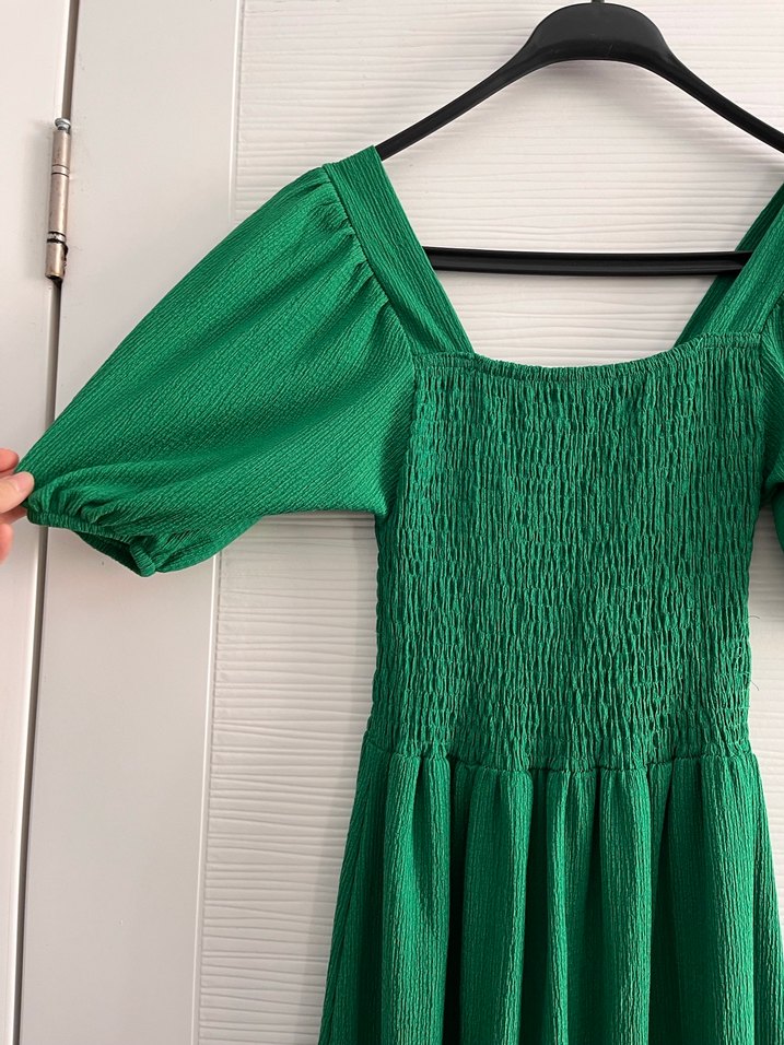 Yeşil Uzun Pilili Bohem Elbise 42-44 uygun - Görsel 4