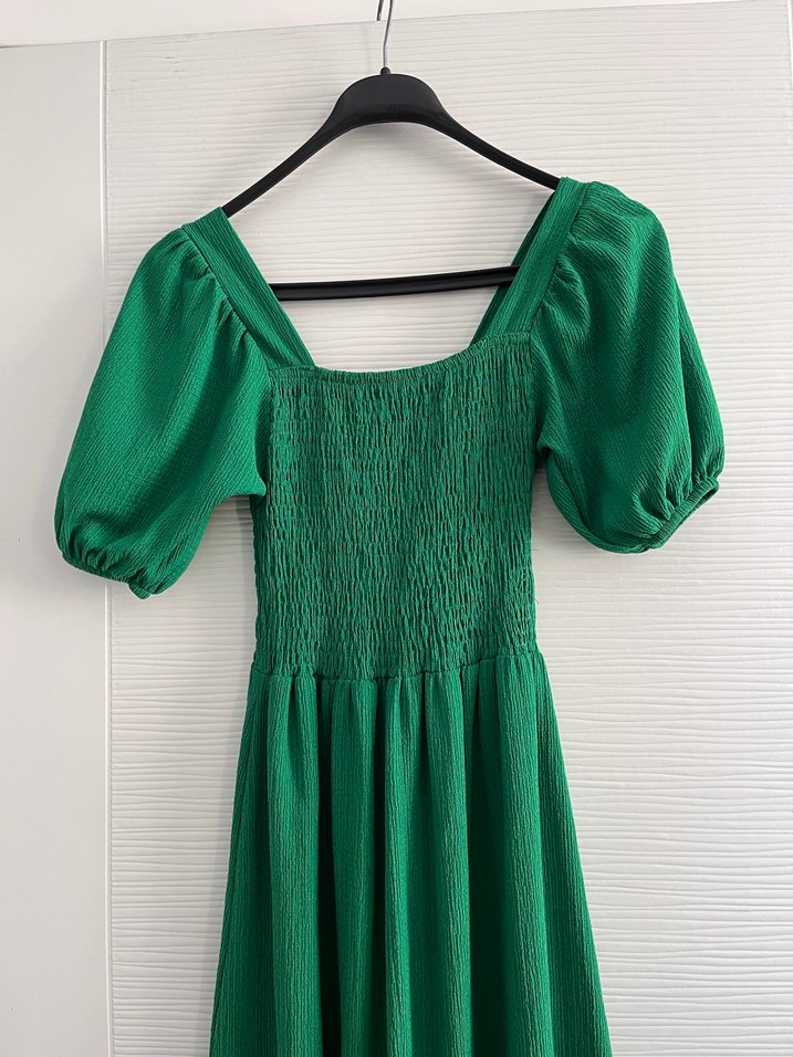 Yeşil Uzun Pilili Bohem Elbise 42-44 uygun - Görsel 2