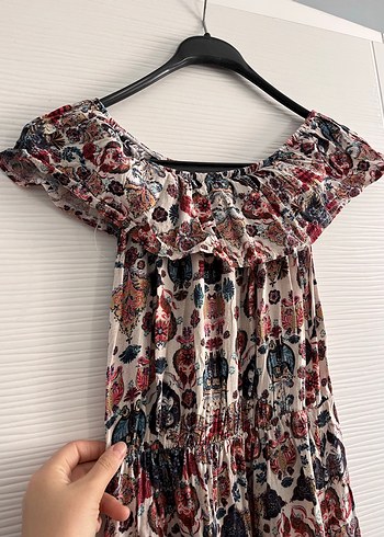 Bohem Çok Renkli Uzun Elbise - Görsel 5