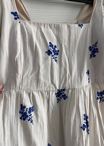 Uzun Beyaz Nakışlı Bohem Pamuk Elbise - Görsel 5