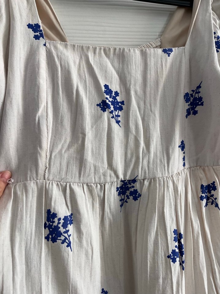 Uzun Beyaz Nakışlı Bohem Pamuk Elbise - Görsel 5