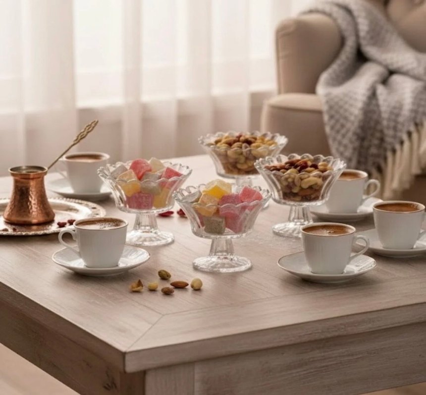 Beyaz Ayaklı Cam Sunum Kase 6 lıdır kutulu - Görsel 4