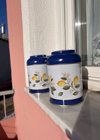 Limon desenli mavi baharatlık seti - Görsel 6