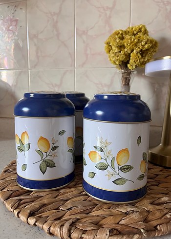 Limon desenli mavi baharatlık seti - Görsel 2