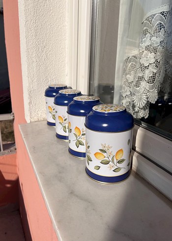 Limon desenli mavi baharatlık seti - Görsel 8