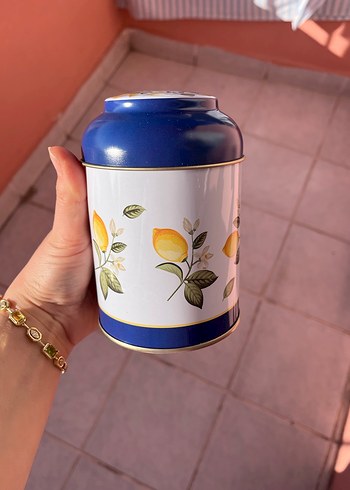 Limon desenli mavi baharatlık seti - Görsel 5