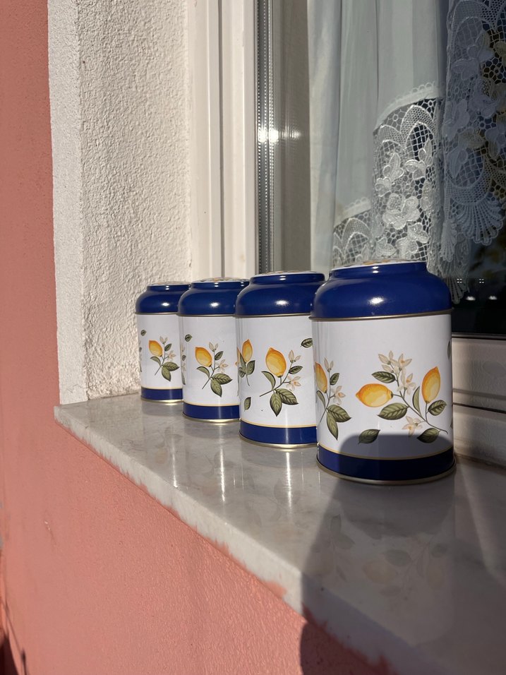 Limon desenli mavi baharatlık seti - Görsel 3